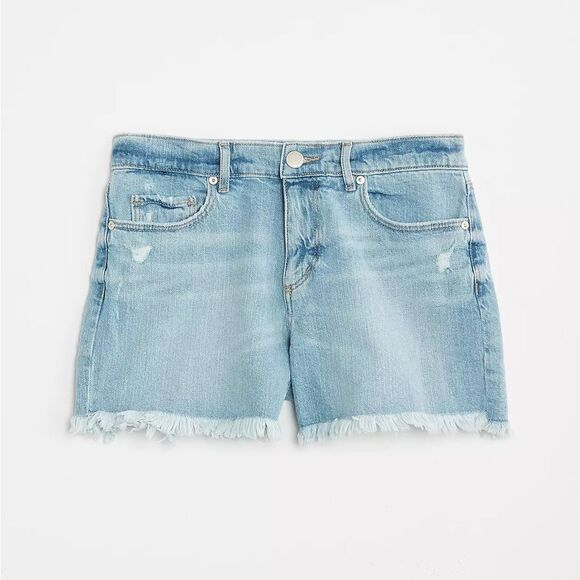 The Loft Destructed Mid Rise Denim Cut Off Shorts Light Indigo Women’s Size 14 - Picture 1 of 6